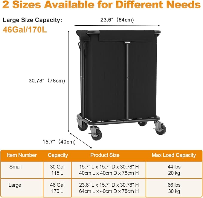 Hodonas Laundry Basket with Wheels, Rolling Laundry Hamper, 46 Gallons - Image 6