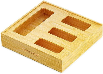 SpaceAid Bag Storage Organizer for Kitchen Drawer, Bamboo Organizer, Compatible by SpaceAid