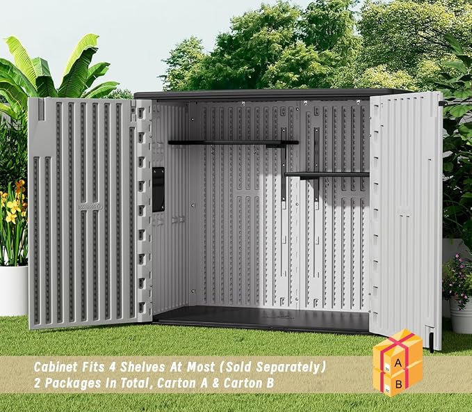 KINYING Outdoor Horizontal Storage Sheds, 37 Cu.ft Outdoor Storage Cabinet - Image 7