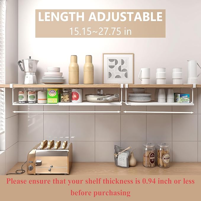 Expandable Under Cabinet Shelf, Extendable Under Shelf Storage - Image 5