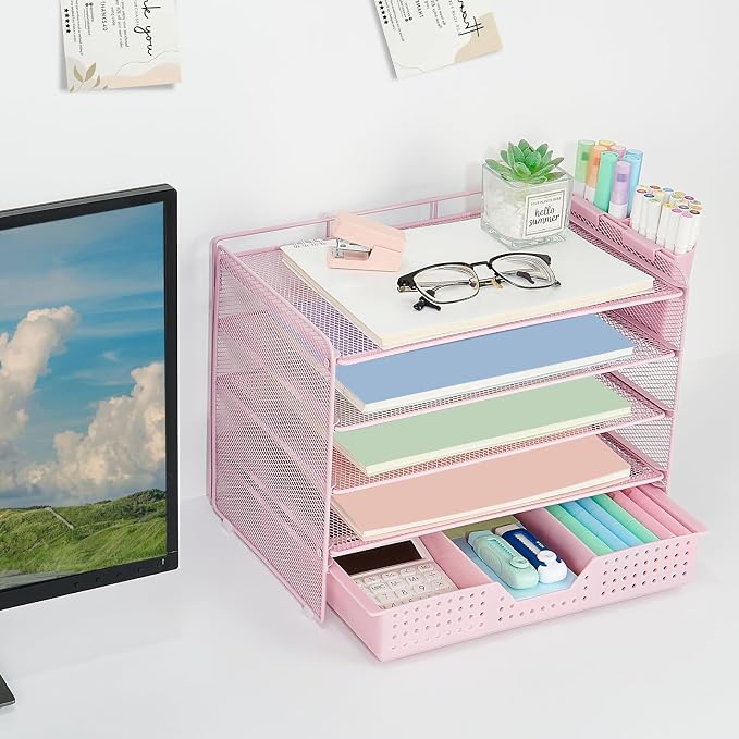LEKETREE Desk Organizers and Accessories, 5-Tier Paper Letter Tray Organizer - Image 3