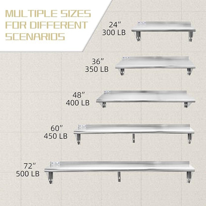 HALLY SINKS & TABLES H Stainless Steel Shelf 18 x 60 Inches, 450 lb, Commercial - Image 7