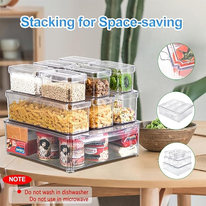 Pure Future 10-Pack Clear Fridge Organizer Containers - Image 2