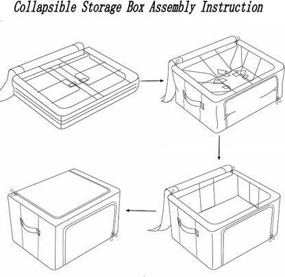 FHSQX 2 Pack Clothes Storage Bins Stackable Metal Frame Storage Box Foldable - Image 7