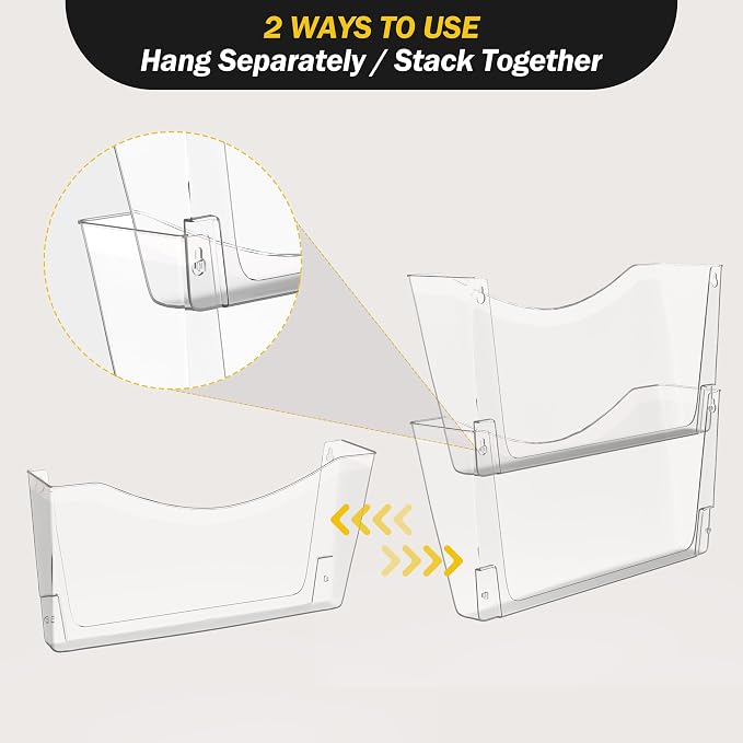 Kuntine.B 3 Pack White Single Pocket File Holder Hanging Wall Organizer - Image 5