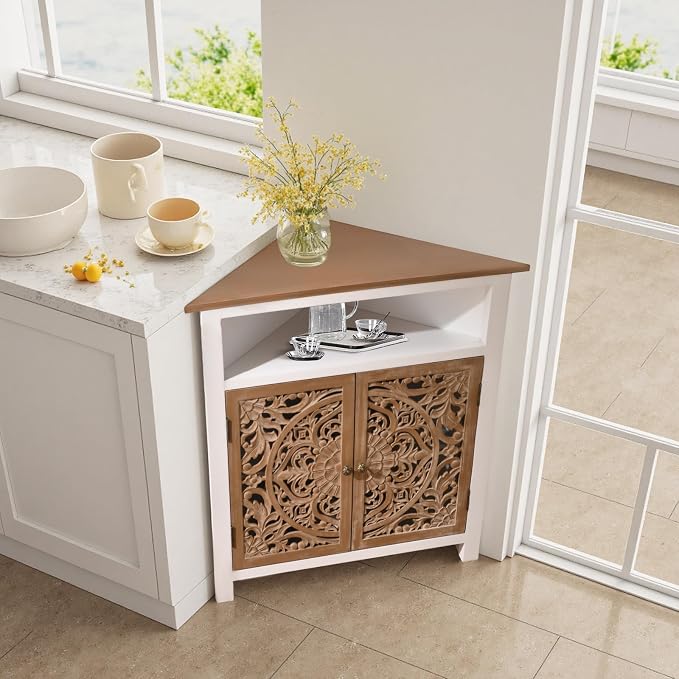 Boho Corner Cabinet, Narrow Organizer - Image 6