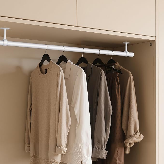 SUTINE Closet Rod, Closet Rods for Hanging Clothes, 17 to 67 inch Adjustable - Image 6