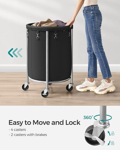SONGMICS Laundry Basket, Rolling Steel Frame - Image 4