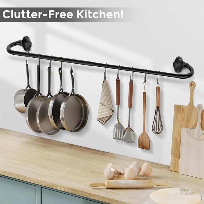 2Pack Hanging Pot Pan Rack, Heavy Duty 5/8'' Diameter Adjustable Kitchen - Image 6