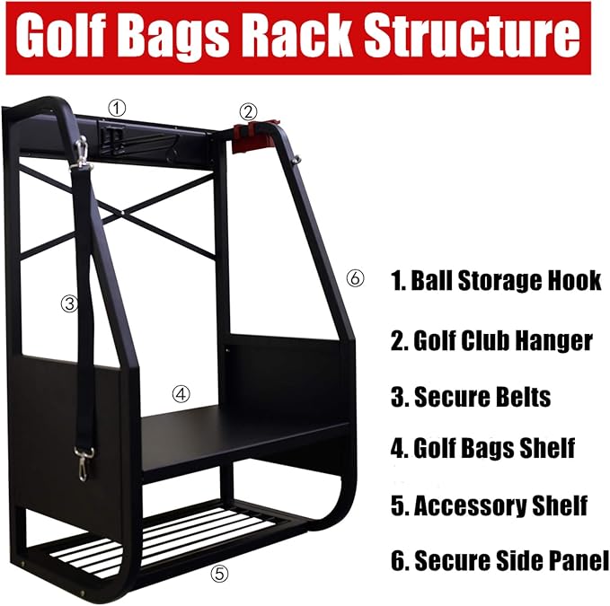 WALMANN Wall Mount Golf Bag Organizer Extra Large 2 Golf Bags Stand Golfing - Image 4