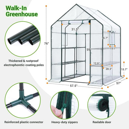 Ohuhu Greenhouse for Outdoors: 3 Tiers 12 Shelves Walk-in Indoor Green House - Image 5