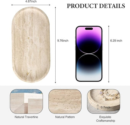 Koville Natural Marble Tray for Bathroom Counter, Vanity Tray Stone Trays for - Image 2