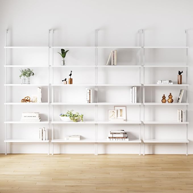 Nathan James Theo 6-Shelf Tall Modern Bookshelf, Wall Mount Ladder Shelf by Unknown