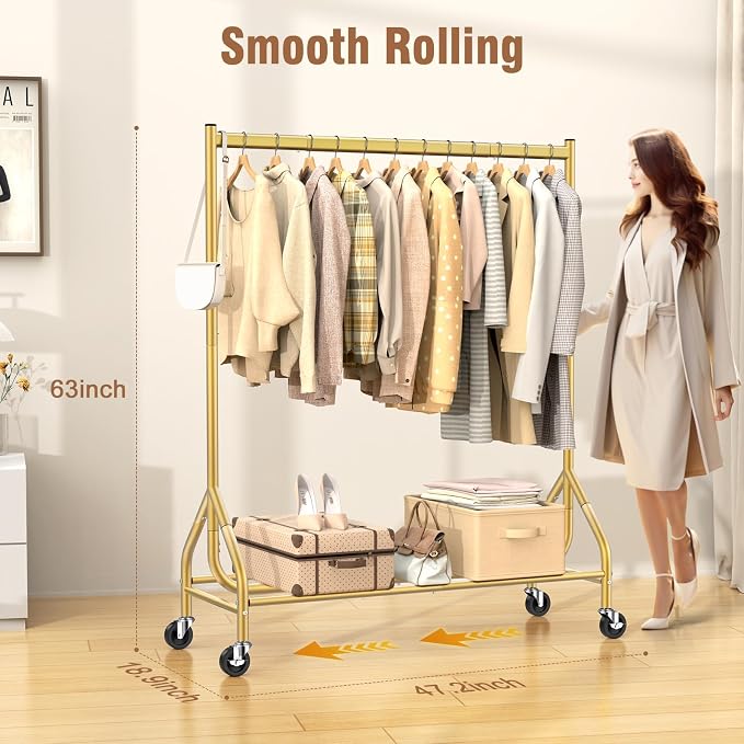 EAGMAK Heavy Duty Clothes Rack Load 420 LBS, Rolling Garment Rack - Image 4