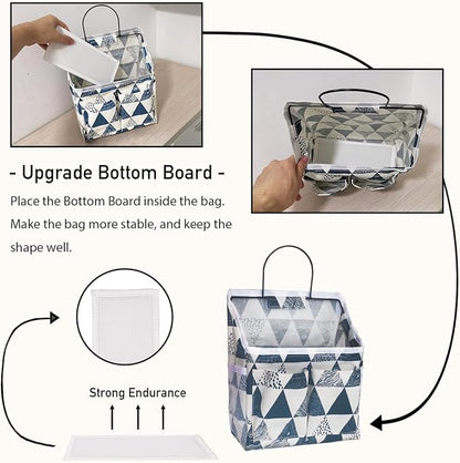 Kanrichu 2pcs Small Wall Hanging Organizer Bag, Linen Fabric Door Hanging - Image 2