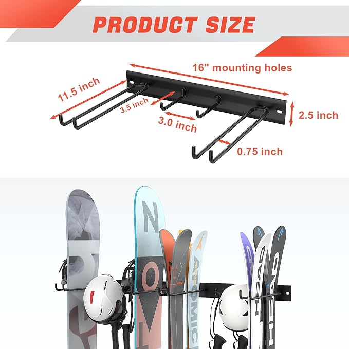 WALMANN Garage Ski Rack, Indoor Ski Hangers - Image 3