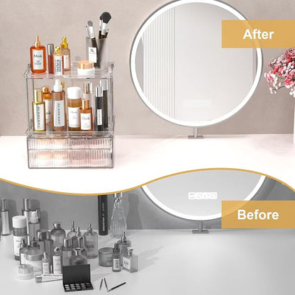 2-Tier 2-Drawer Bathroom Countertop Organizer : Large Multi-Purpose Makeup - Image 5