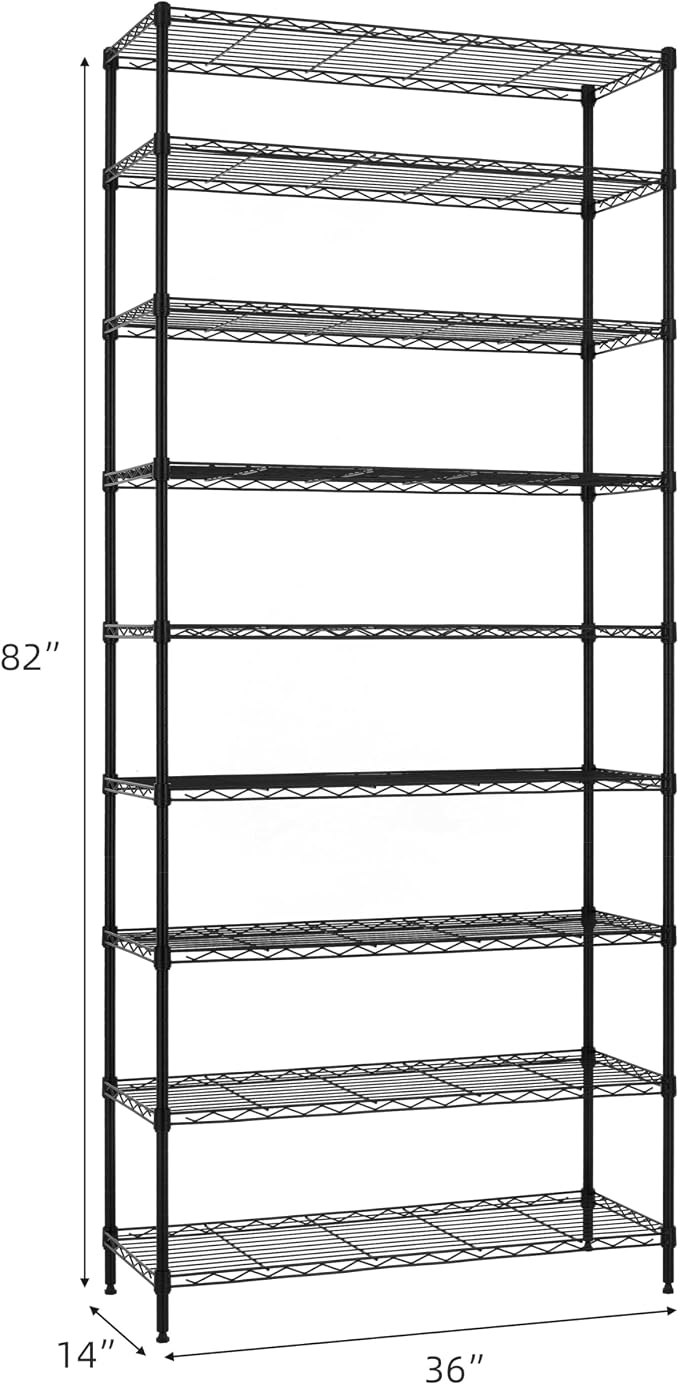 Finnhomy 9-Tier Wire Shelving Unit Adjustable Steel Wire Rack Shelving - Image 2