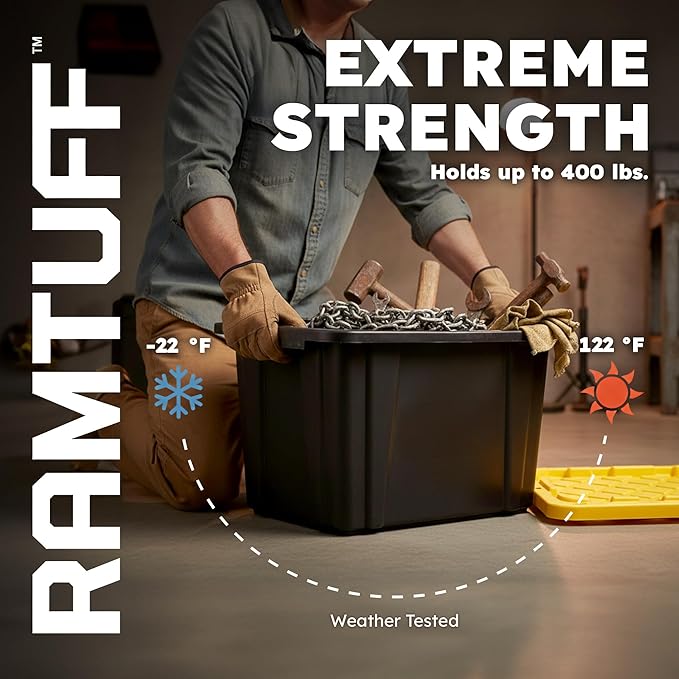 Ramtuff 4 Pack Heavy Duty Stackable Storage Container - Image 3