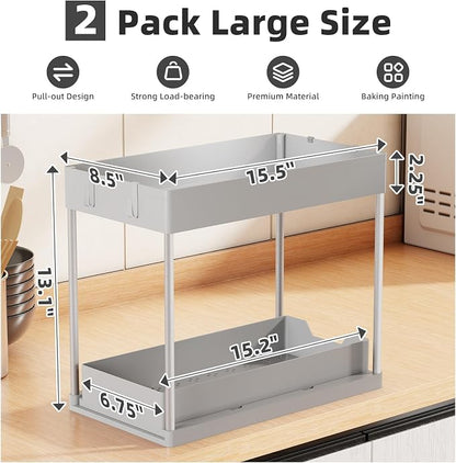 Simple Trending Under Sink Organizer 2 Pack, Sink Pull-Out Sliding Storage - Image 2