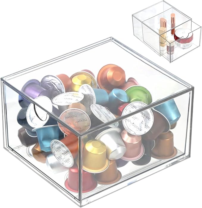 Clear Drawer, Arclic Box, Makeup Organizer Container, Tissue Dryer Sheet Holder by ZEXALOR