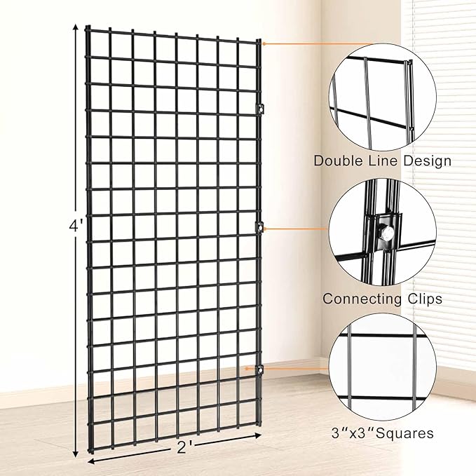 2' x 4' Black Gridwall Panels, Commercial & Home Wall Grid Display - Image 2