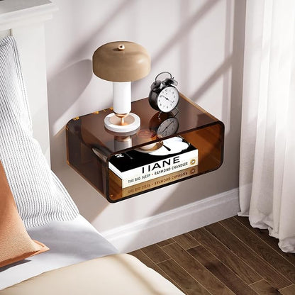 Acrylic Floating Nightstand, Bedside Table, Nightstand Shelf Wall Mounted - Image 2
