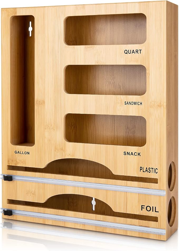 Storage Bag Organizer with Foil and Plastic Wrap Organizer, Aluminum Foil by Jitner