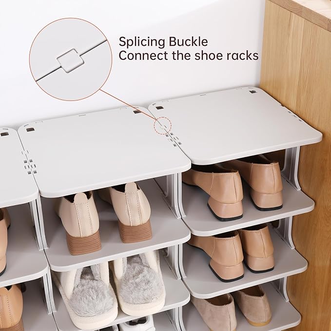 HAIXIN Small Shoe Rack for Closet Grey 5-Tier Shoe Organizer | Compact Size for - Image 4