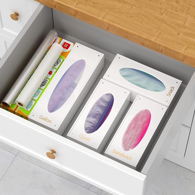 FEMELI Food Bag Storage Organizer, Acrylic Kitchen Drawer Baggie Box, Compatible - Image 5