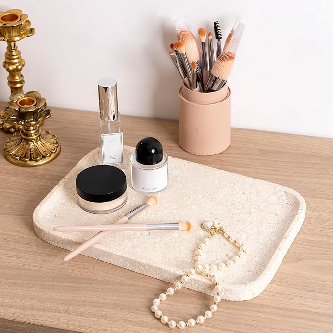 Natural Marble Vanity Tray, 11.8" Marble/Stone Bathroom Tray Countertop - Image 4