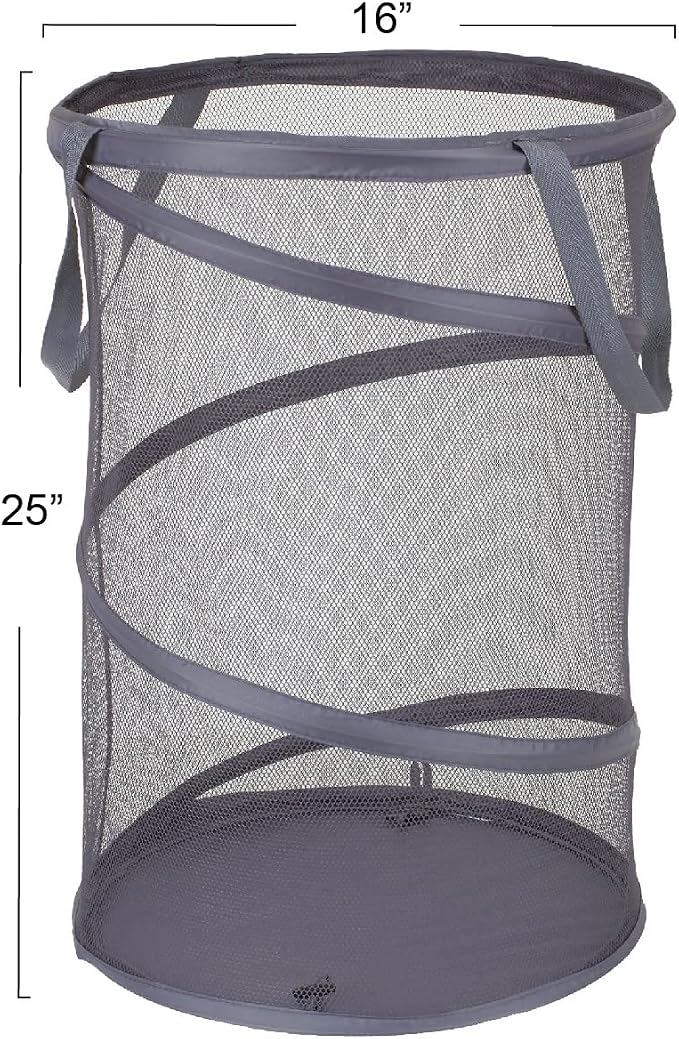 Household Essentials 2027-1 Pop-Up Collapsible Mesh Laundry Hamper | Charcoal - Image 3