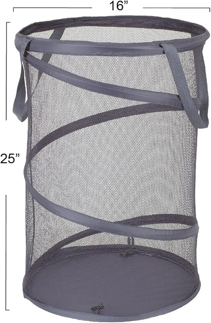 Household Essentials 2027-1 Pop-Up Collapsible Mesh Laundry Hamper | Charcoal - Image 3