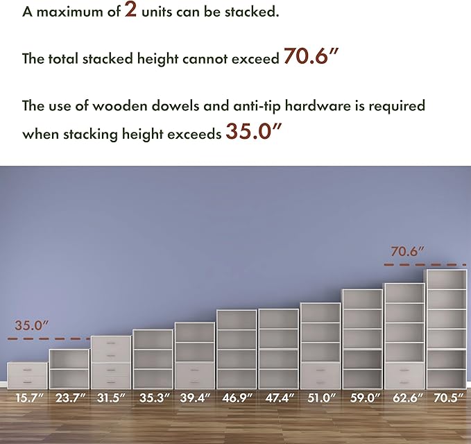 Homes: Inside + Out Apexa 2-Cube Storage Organizer Shelves, Stackable Wood - Image 3