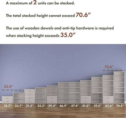 Homes: Inside + Out Apexa 2-Tier Cube Storage Organizer Shelves, Stackable Wood - Image 3