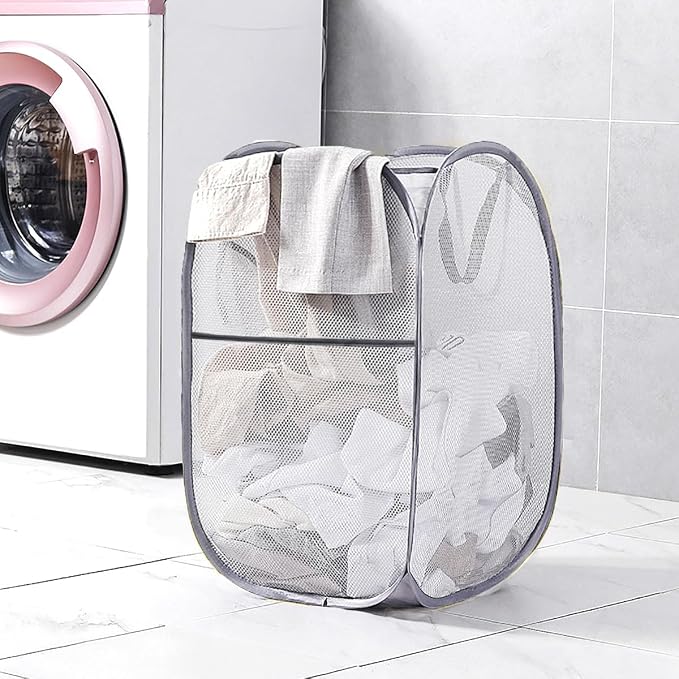 Larpur 2 Pcs Popup Mesh Laundry Baskets, Collapsible and Portable Clothes - Image 5