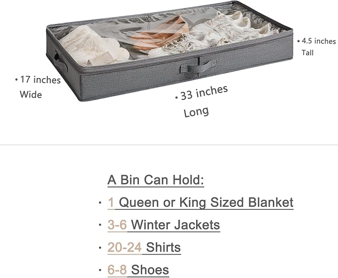 Berdeng 3 Pack Under Bed Storage Containers, Low Profile Underbed Shoes and - Image 3