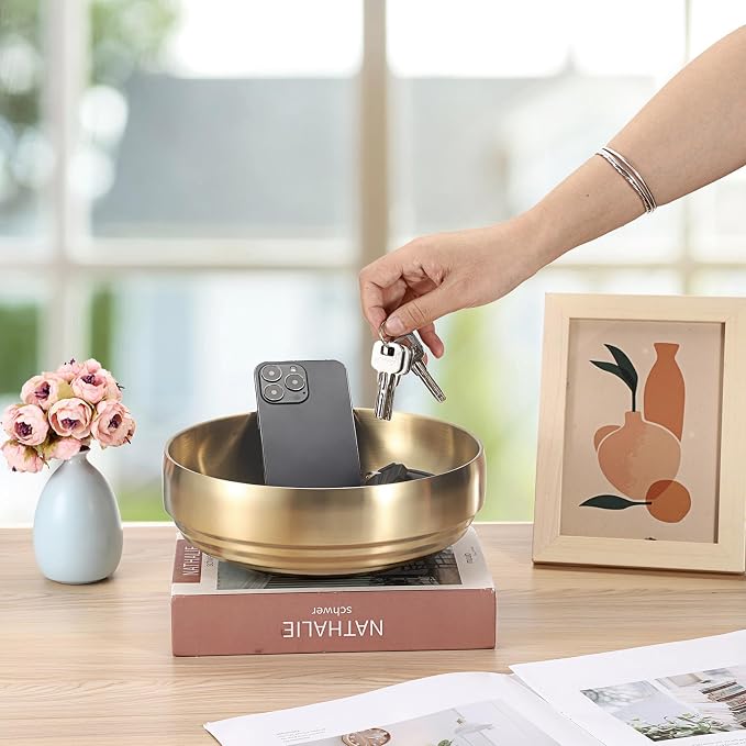 9.1 Inches Stainless Steel Bowl Decorative Key Bowl Golden Serving Bowl - Image 5