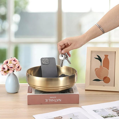 9.1 Inches Stainless Steel Bowl Decorative Key Bowl Golden Serving Bowl - Image 5