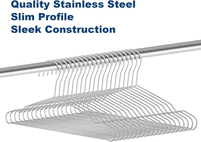 20 Pack Silver Stainless Steel Kids Hangers, Space-Saving Non-Slip, Toddler & - Image 5
