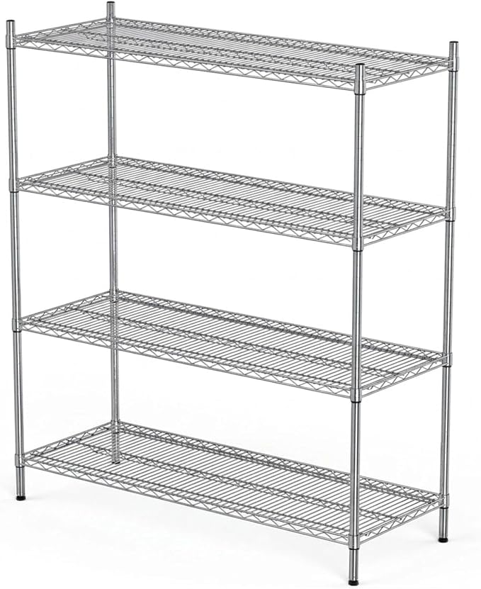 APLSS NSF 4-Tier Chrome Storage Shelves, Dry Environments, Commercial Heavy by HECMAC