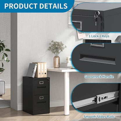 2 Drawer File Cabinets with Lock, Heavy Duty Metal Storage Cabinets Office - Image 5