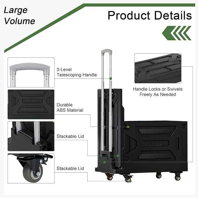 VECELO 23 GAL 2-in-1 Foldable Shopping Cart, Collapsible Utility Cart - Image 9