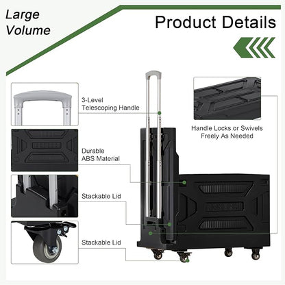 VECELO 23 GAL 2-in-1 Foldable Shopping Cart, Collapsible Utility Cart - Image 9