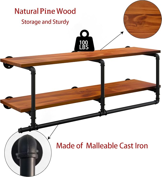 Wall Mounted Clothes Rack 12 Inch Deep, 48 Inch Heavy Duty Garment Rack - Image 7