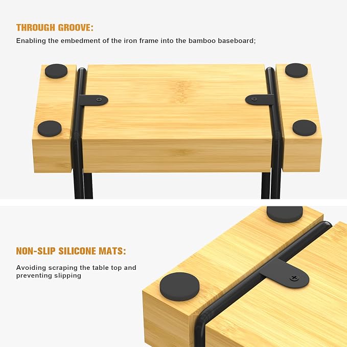 Napkin Holder for Table, Bamboo Iron Standing Napkin Dispenser for Kitchen - Image 6