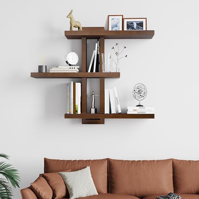 yaqew Variable Wood Floating Shelves Set of 3, Wall Cube Shelves 28.35" Max - Image 2