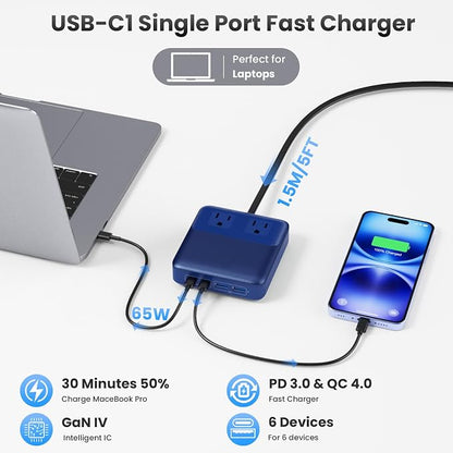 USB C Charger Block, 135W GaN IV Fast Charging Station Hub, 6-in-1 USB C Power - Image 6