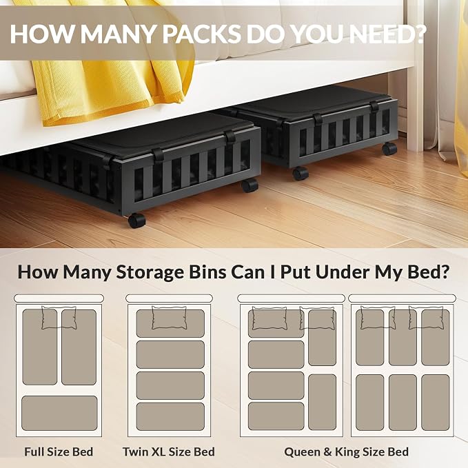 2 Pack Bamboo Under Bed Storage - Image 3
