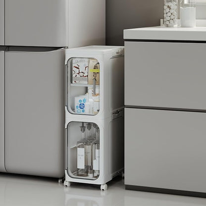 2-Tier Tall Narrow Storage Cabinet, Slim Bathroom Storage Cabinet by Lifelongpal